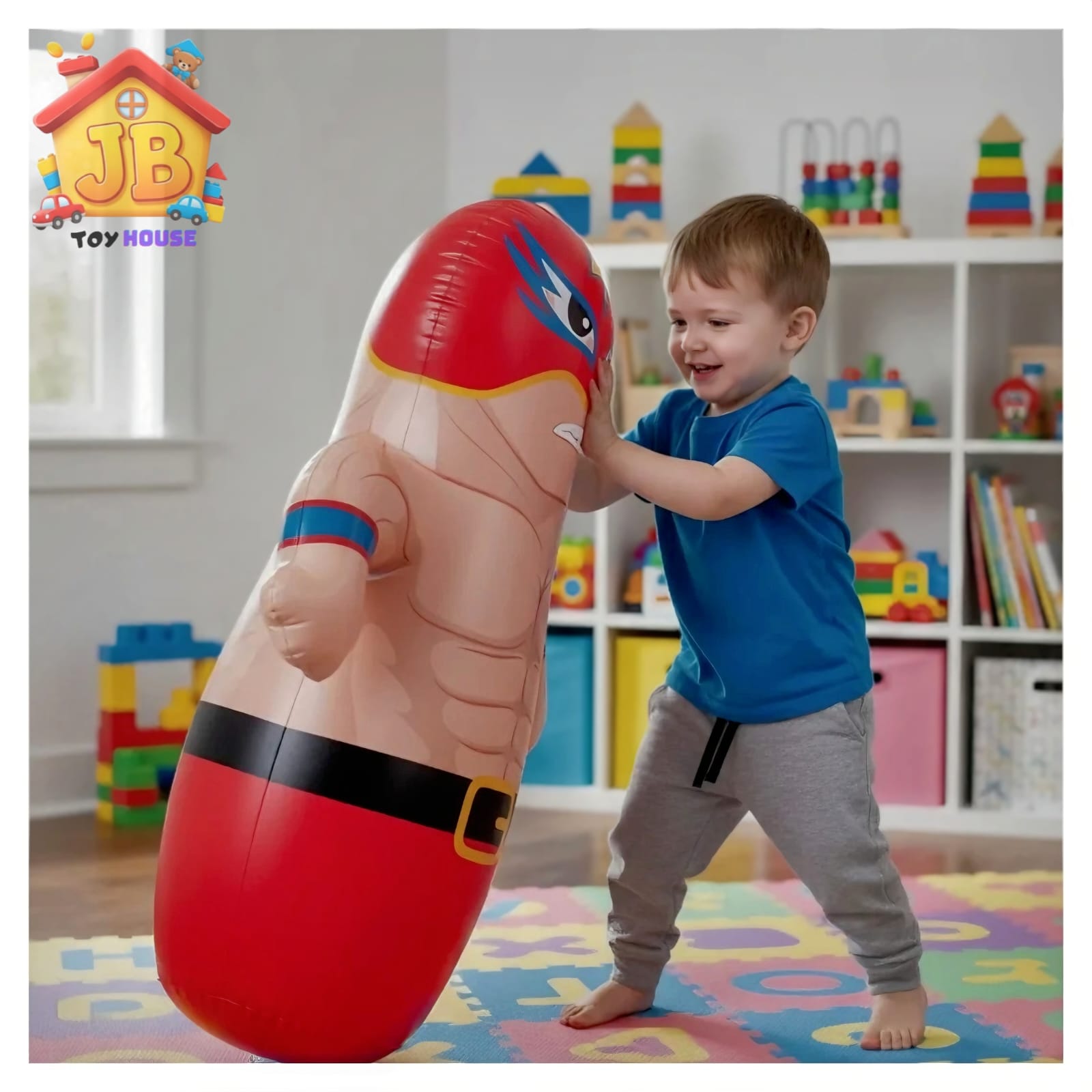 Large Wrestler Inflatable Punching Bag for Kids - Includes Foot Pump_img_1