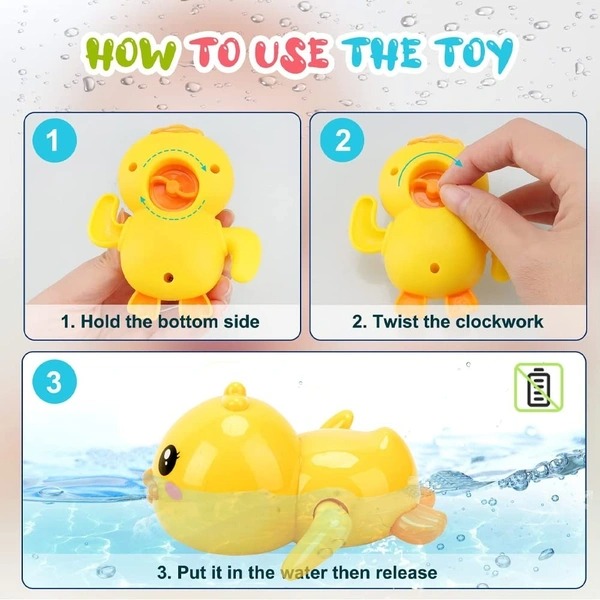 Classic Yellow Duck Bath Toy: Clockwork Swimming Action - Safe, Non-Toxic Floating Toy for Boys & Girls_img_8