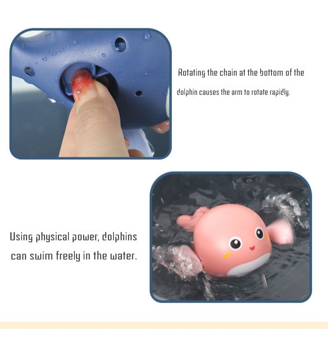 Cute Wind-Up Swimming Dolphin Bath Toy - Fun Clockwork Water Play Companion for Babies & Toddlers_img_5