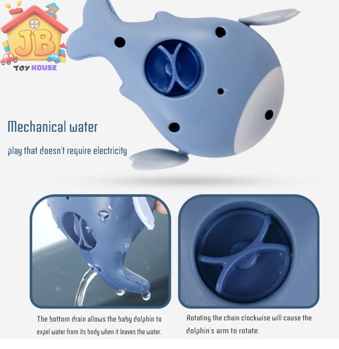 Cute Wind-Up Swimming Dolphin Bath Toy - Fun Clockwork Water Play Companion for Babies & Toddlers_img_4