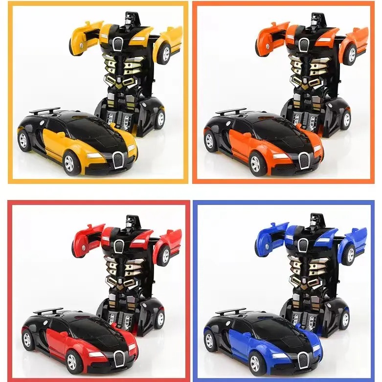 One-Key Transformation Robot Car – Friction Powered 2-in-1 Toy for Kids (No Battery Needed)