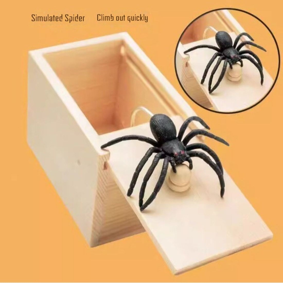 Wooden Spider Prank Box – Hilarious Scare & Gag Gift Toy for Kids and Adults_img_4