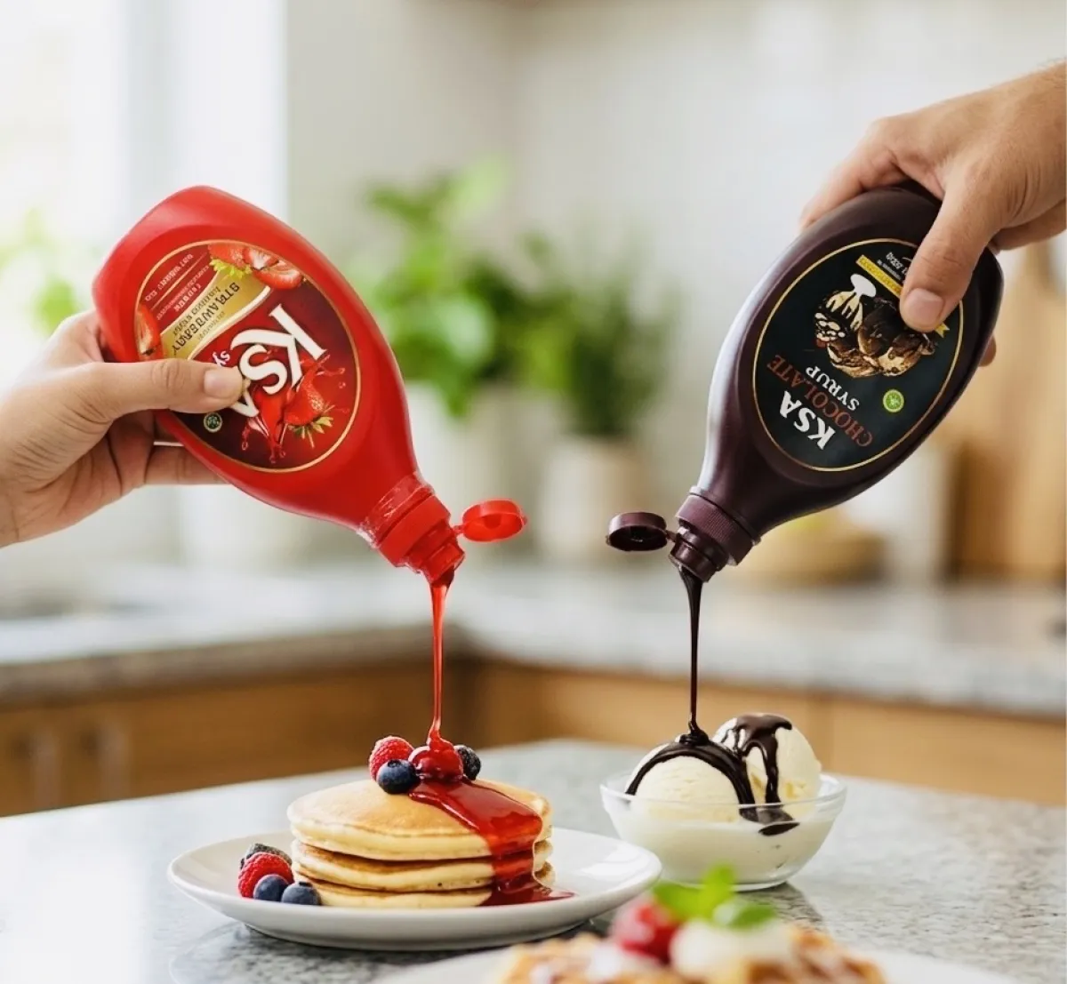 KSA Chocolate Syrup(625g) & KSA Strawberry Flavoured Syrup(625g)