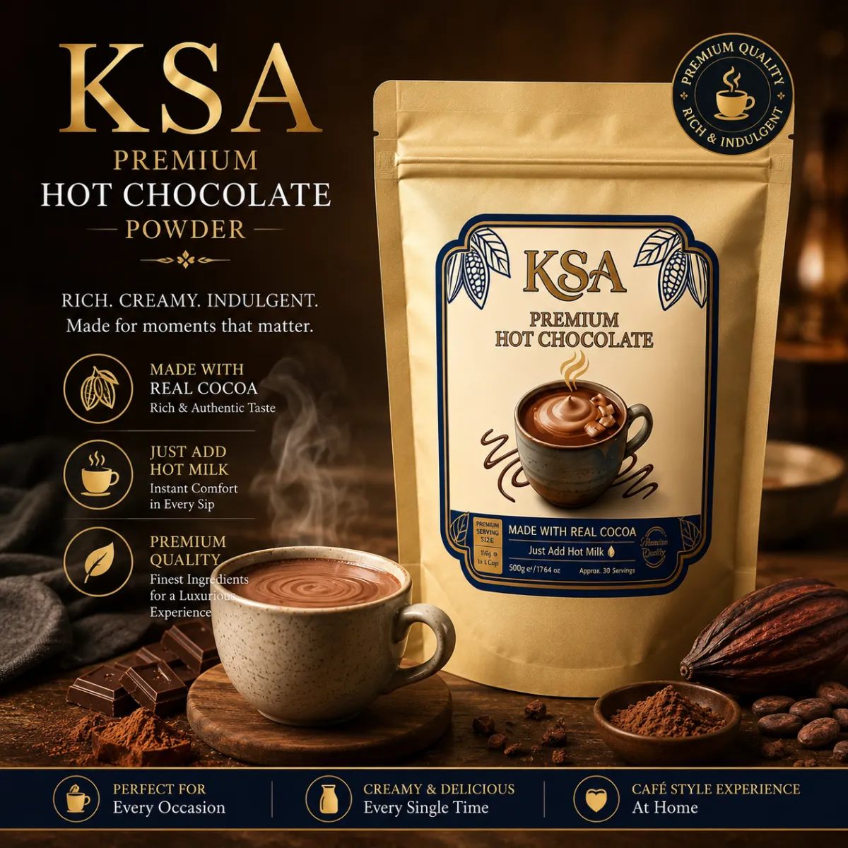 Ksa Premium Hot Chocolate Powder (500gm)