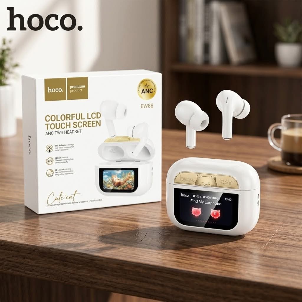 Hoco EW88 Smart Display Earbuds - White_img_0