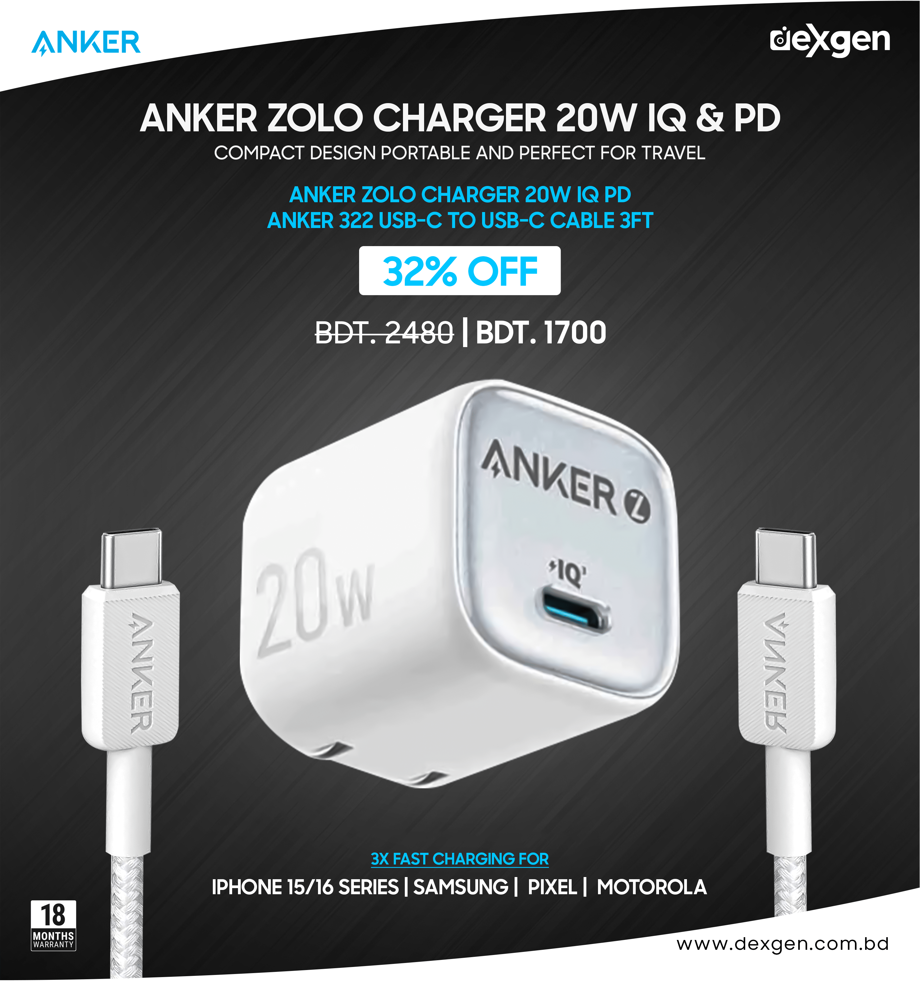 Anker Zolo 20W USB-C Charger with USB-C Cable Combo_img_0