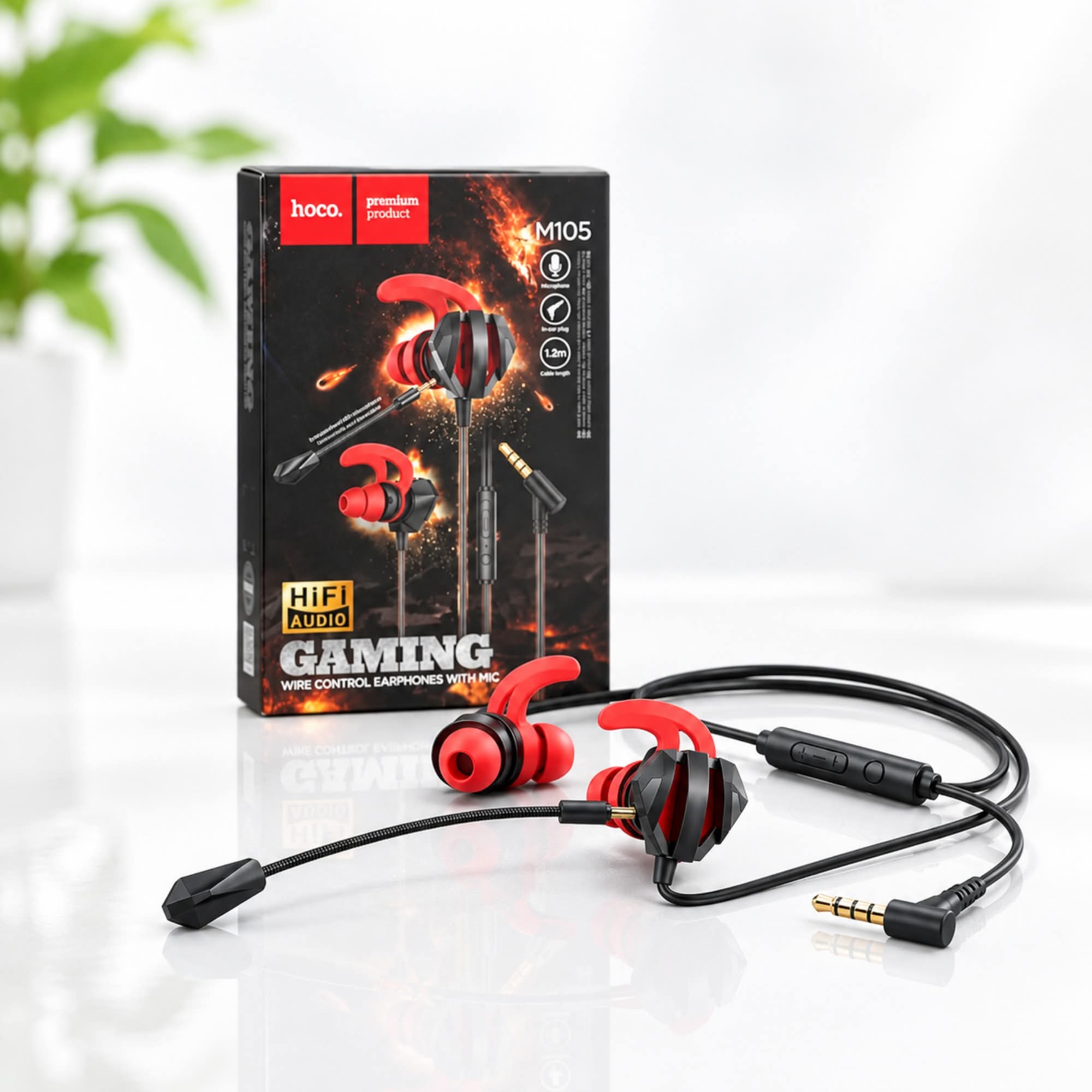 Hoco M105 Sharp 3.5mm Wired Gaming Earphone With Detachable Mic_img_1