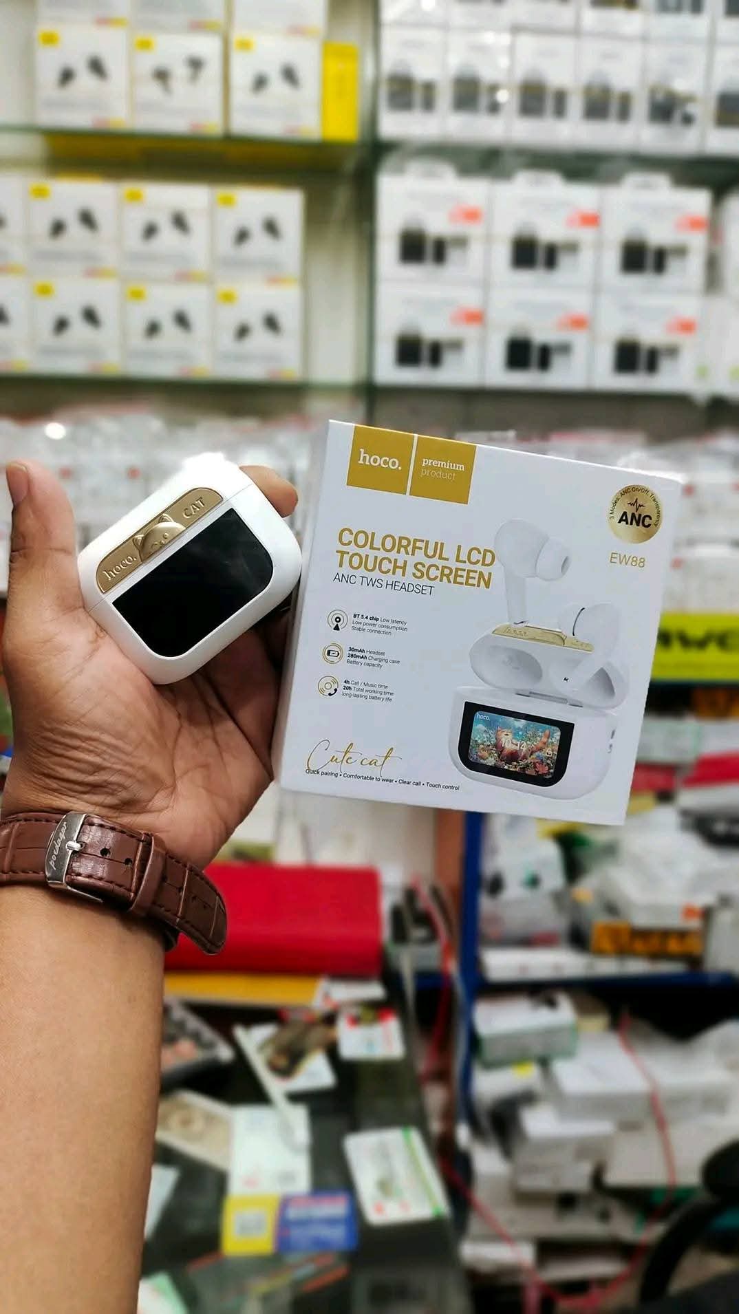 Hoco EW88 Smart Display Earbuds - White_img_1