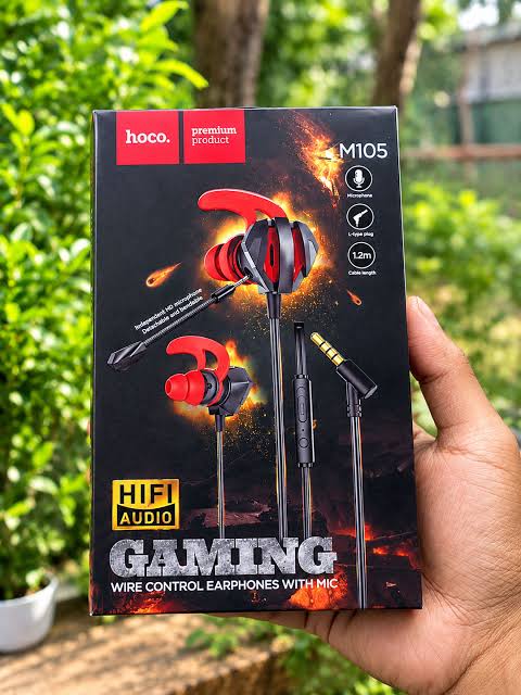 Hoco M105 Sharp 3.5mm Wired Gaming Earphone With Detachable Mic_img_0