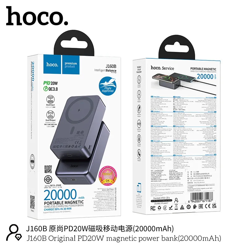 Hoco J160B PD20W Magnetic Wireless Power Bank (20000mAh)_img_1
