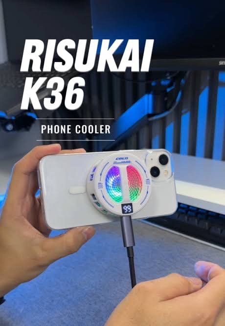 K36 Semiconductor Magnetic Clip Phone Cooler with Digital Display RGB Ambient Lights_img_2