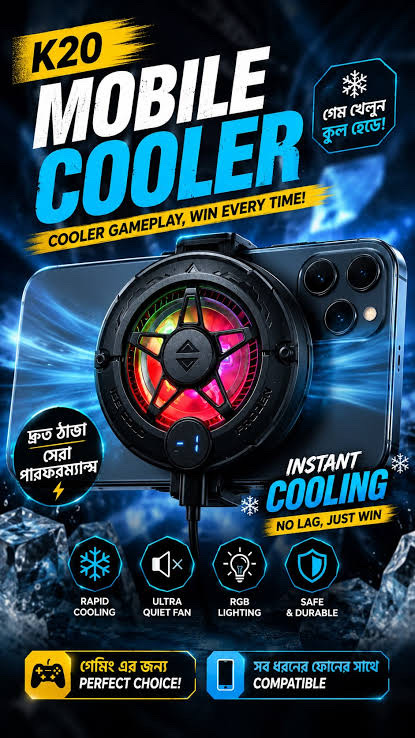 K20 Mobile Phone Cooler – Magnetic Gaming Cooling Fan