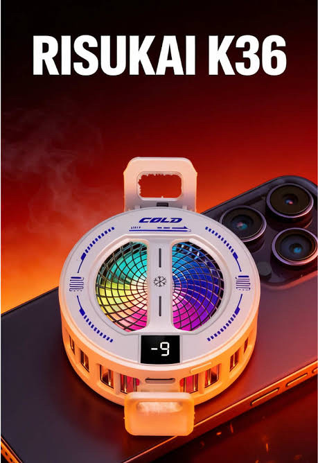 K36 Semiconductor Magnetic Clip Phone Cooler with Digital Display RGB Ambient Lights