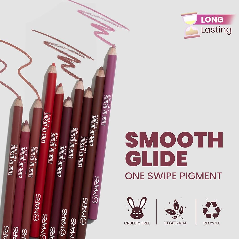 MARS Matte Lip Liner | One Swipe Smooth Application | Long Lasting Lip Pencil (1.4gm) (20-CHILLI RED)_img_2