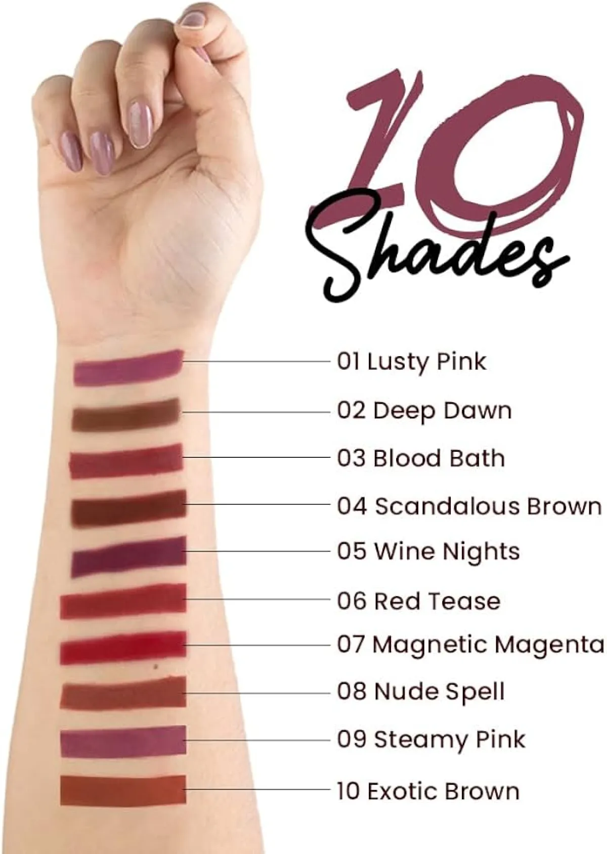 MARS Matte Lip Liner | One Swipe Smooth Application | Long Lasting Lip Pencil (1.4gm) (04-SCANDALOUS BROWN)
