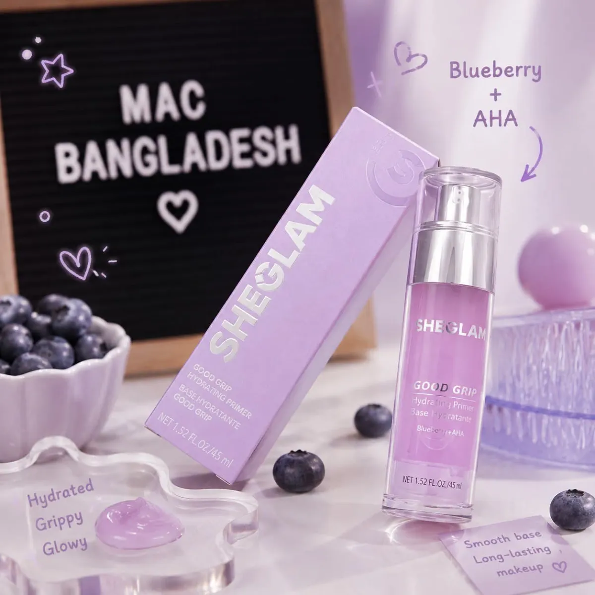 SHEGLAM Good Grip Hydrating Primer - Blueberry+AHA
