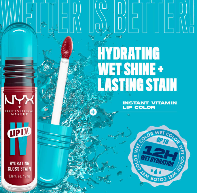 NYX Lip I.V. Hydrating Lip Gloss Stain - Blush rush_img_3