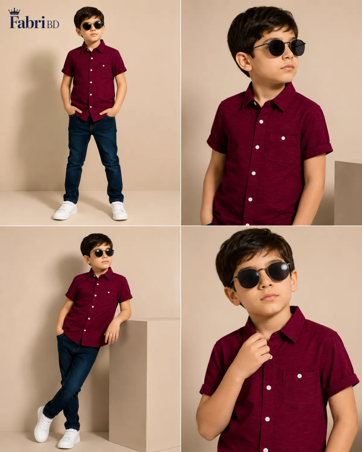 Kids Shirts (China Crinkle Fabrics)- 1 to 14 Years - Image 3