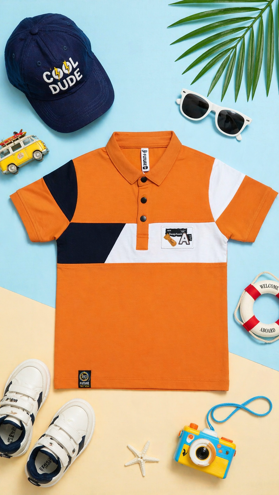 Kids Lycra Cotton Polo T-Shirt (3–14 Years) – Premium Comfort & Stylish Fit - Image 1