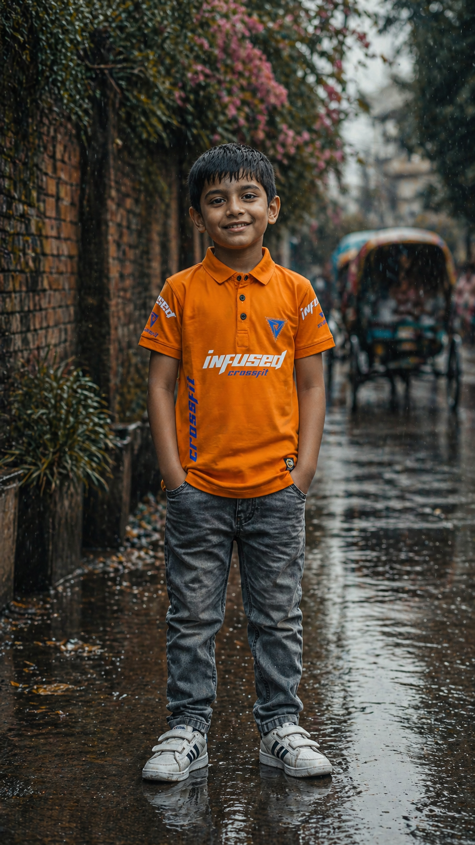 Kids Lycra Cotton Polo T-Shirt (Ages 3–8) – Soft, Breathable & Stretchable - Image 3