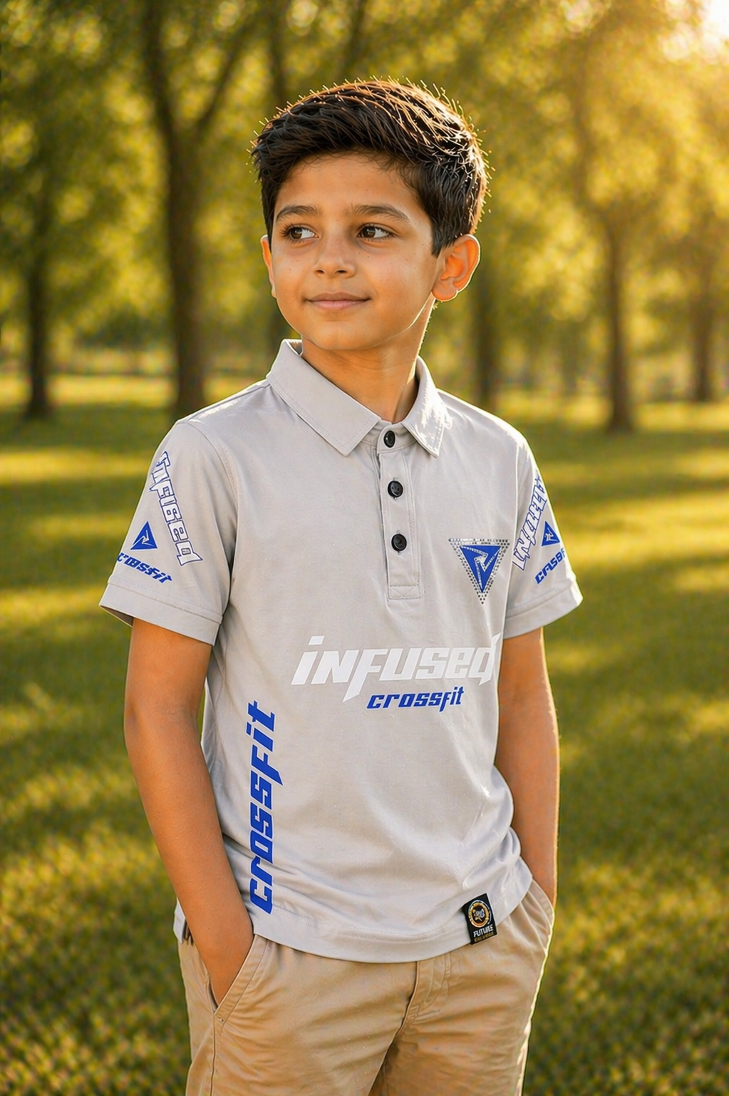Kids Lycra Cotton Polo T-Shirt (Ages 3–8) – Soft, Breathable & Stretchable - Image 1