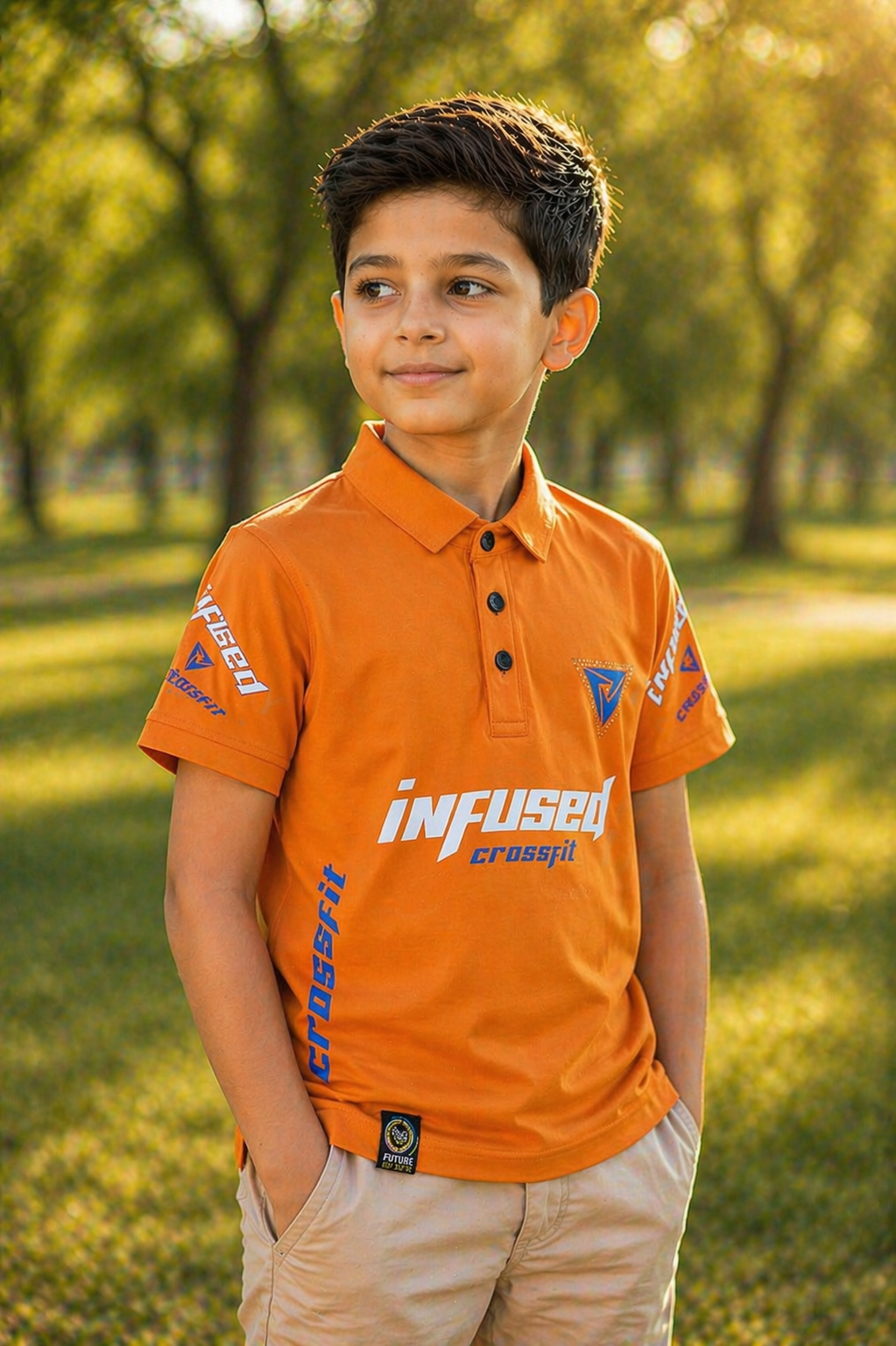 Kids Lycra Cotton Polo T-Shirt (Ages 3–8) – Soft, Breathable & Stretchable - Image 2