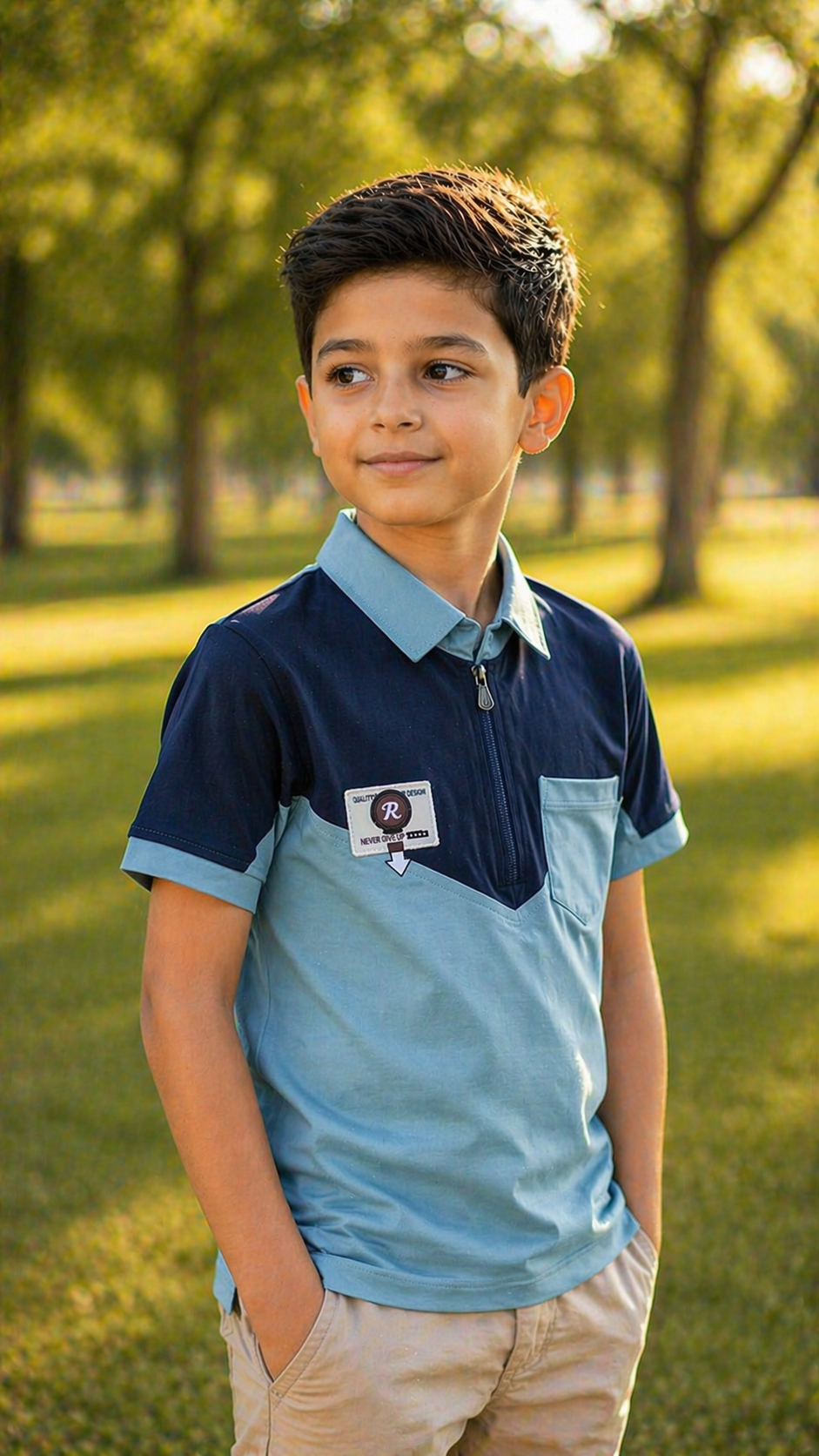 Kids Lycra Cotton Polo T-Shirt (Ages 3–14) – Soft, Breathable & Stretchable - Image 1