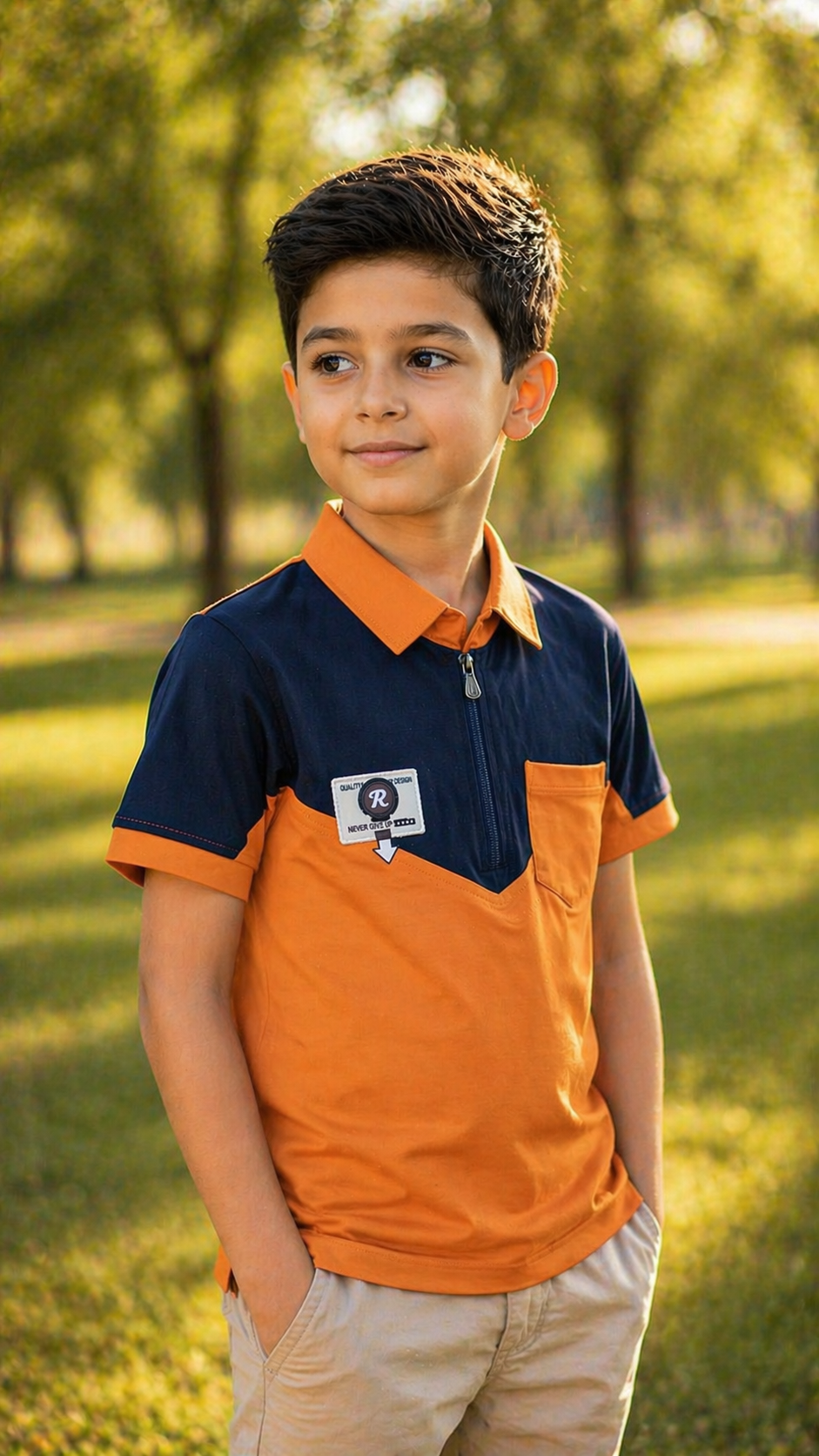 Kids Lycra Cotton Polo T-Shirt (Ages 3–14) – Soft, Breathable & Stretchable - Image 1