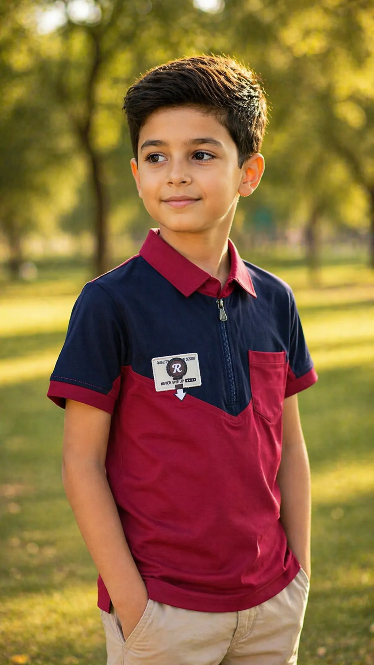 Kids Lycra Cotton Polo T-Shirt (Ages 3–14) – Soft, Breathable & Stretchable - Image 2