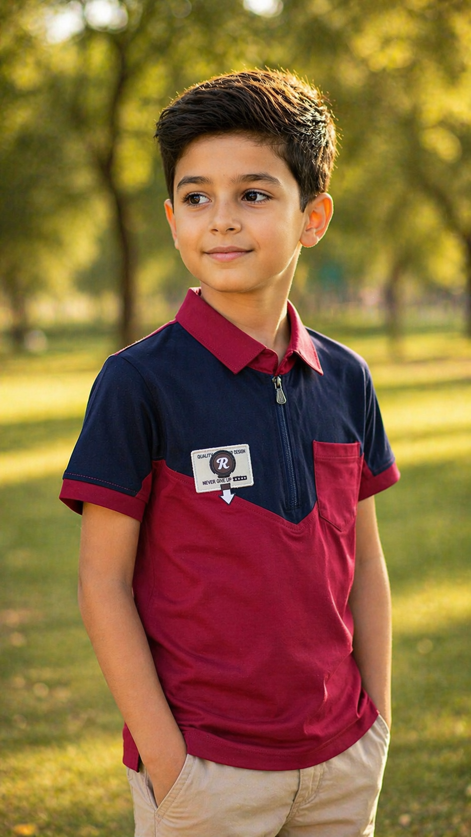 Kids Lycra Cotton Polo T-Shirt (Ages 3–14) – Soft, Breathable & Stretchable - Image 2