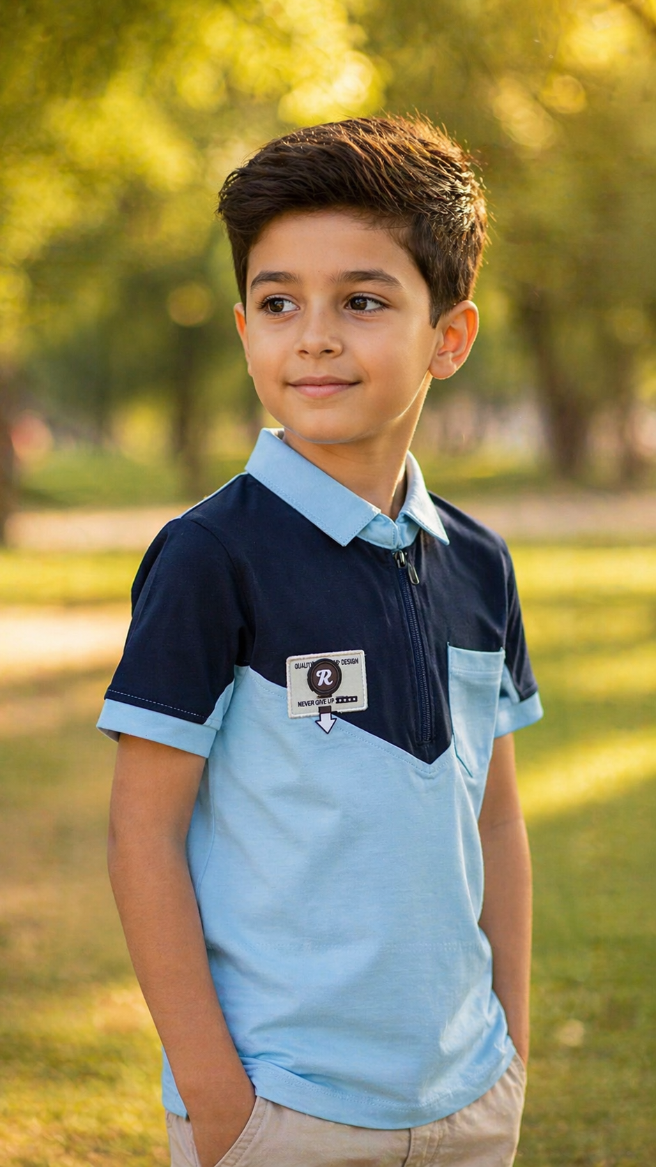 Kids Lycra Cotton Polo T-Shirt (Ages 3–14) – Soft, Breathable & Stretchable - Image 1
