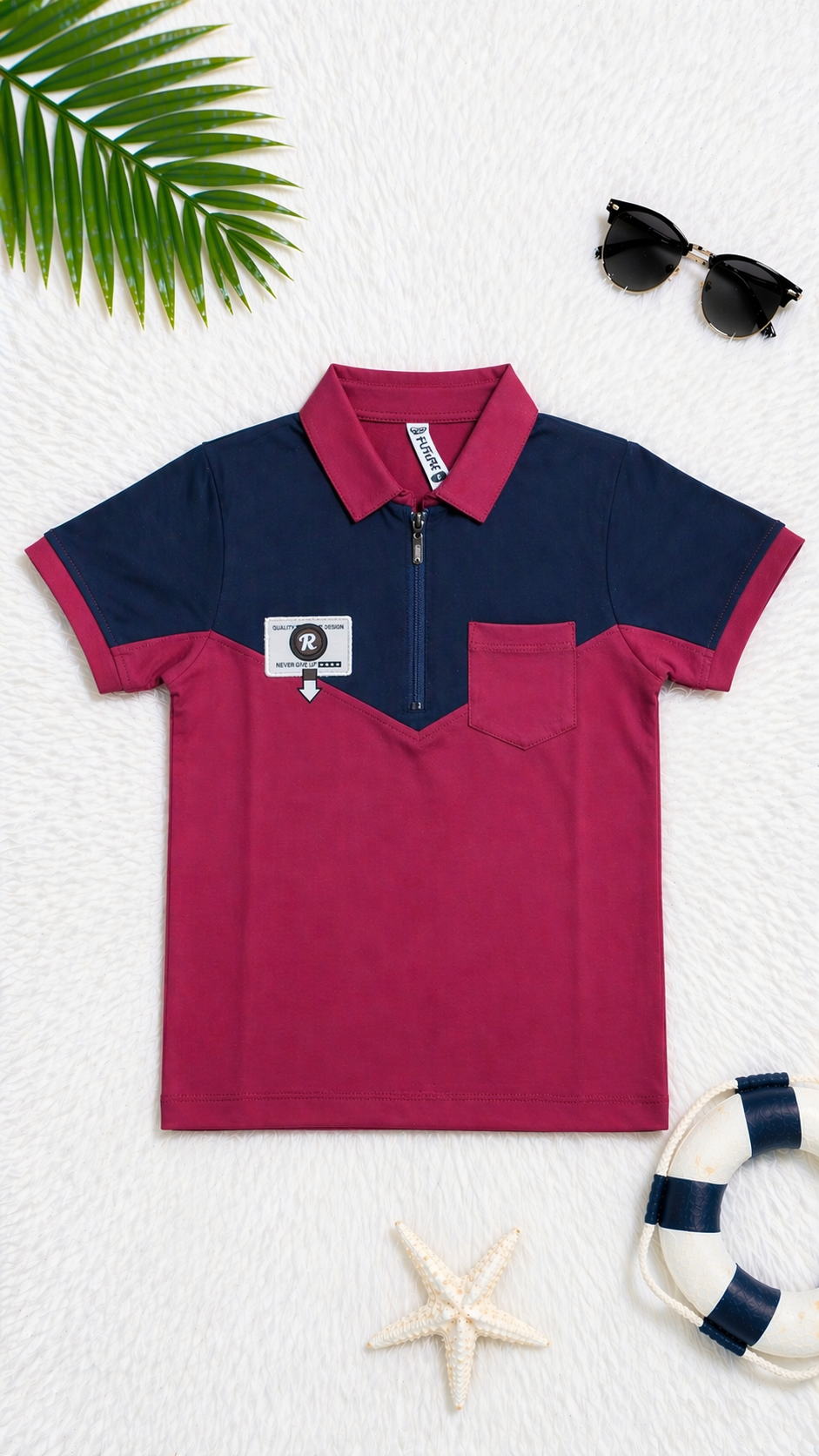 Kids Lycra Cotton Polo T-Shirt (Ages 3–14) – Soft, Breathable & Stretchable - Image 1