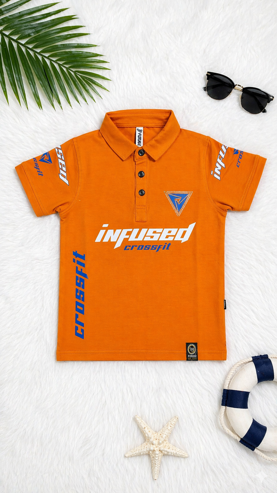Kids Lycra Cotton Polo T-Shirt (Ages 3–8) – Soft, Breathable & Stretchable - Image 1