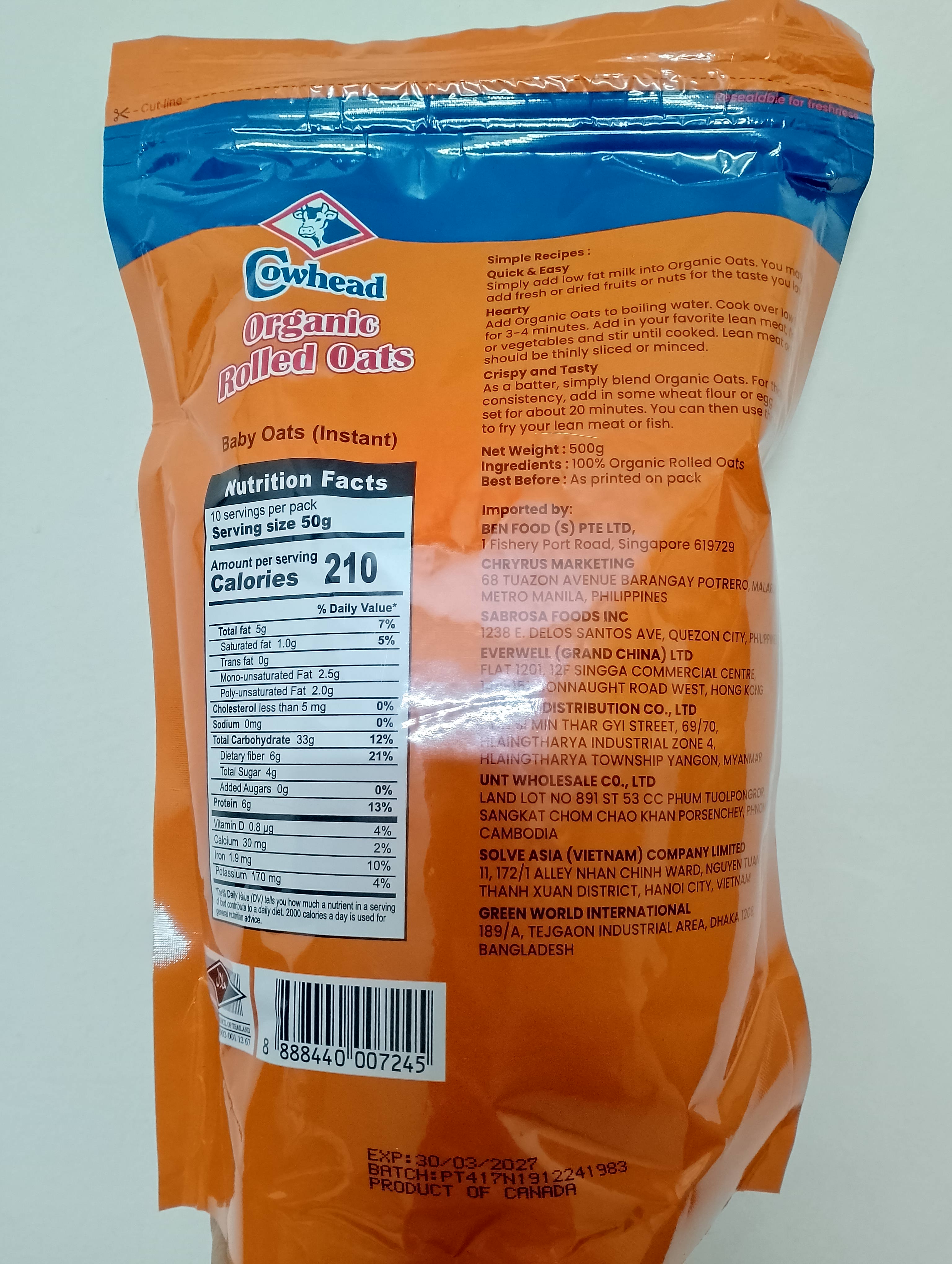 Cowhead Organic Rolled Oats (instant)_img_1