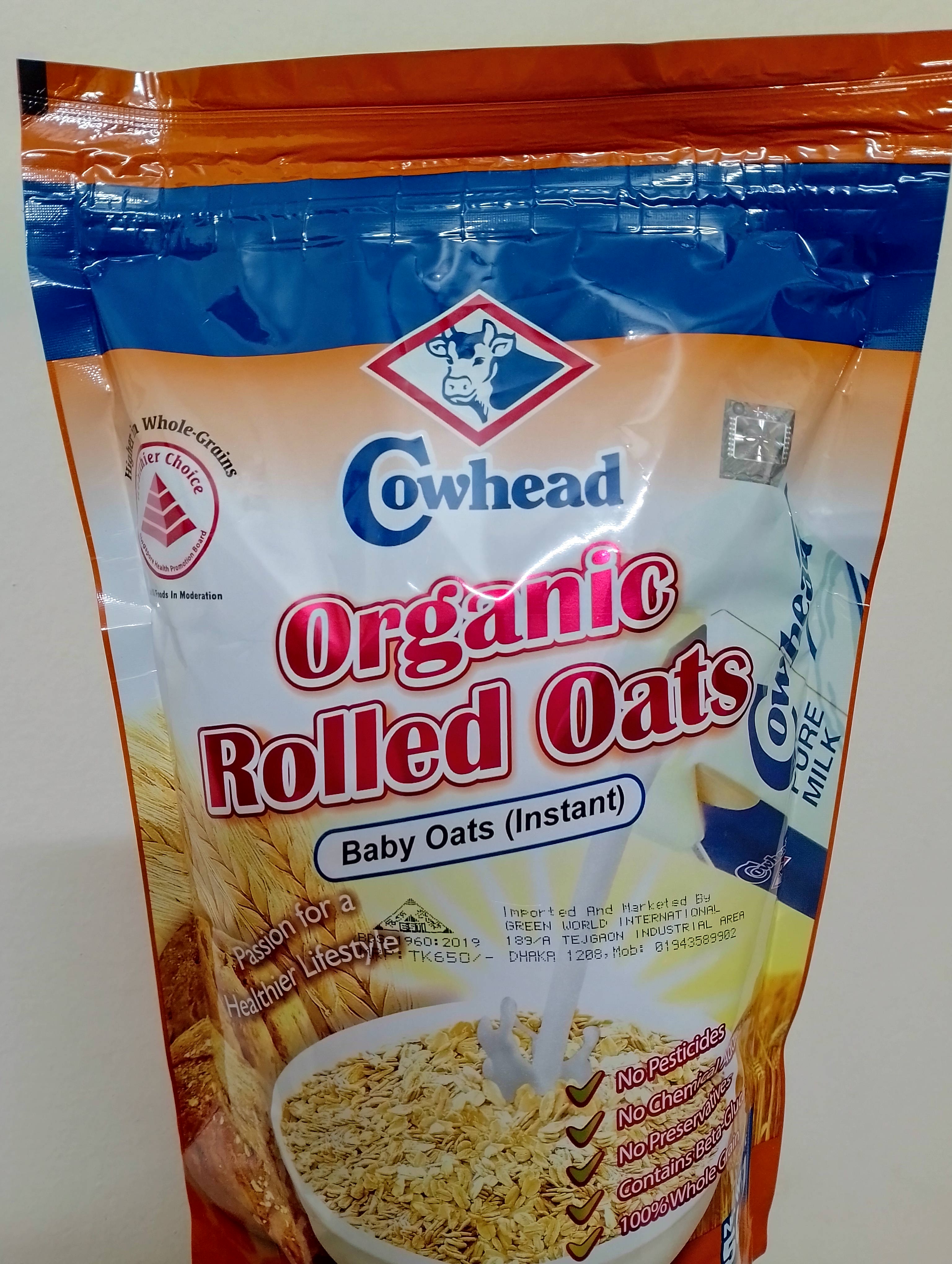 Cowhead Organic Rolled Oats (instant)