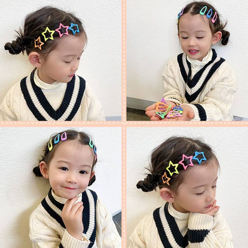 10pcs/set Cute Colorful Star Waterdrop Shape Hair Clips_img_1