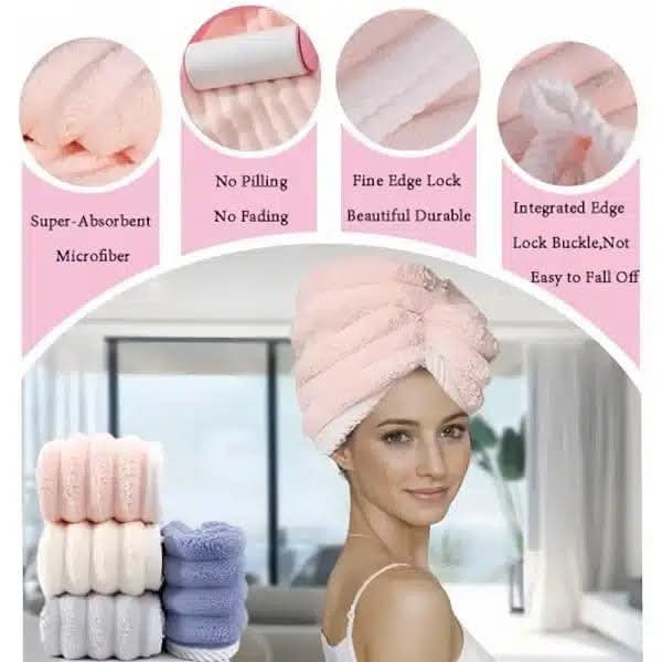 2 Layer Microfiber Hair Towel Wrap for Women_img_2