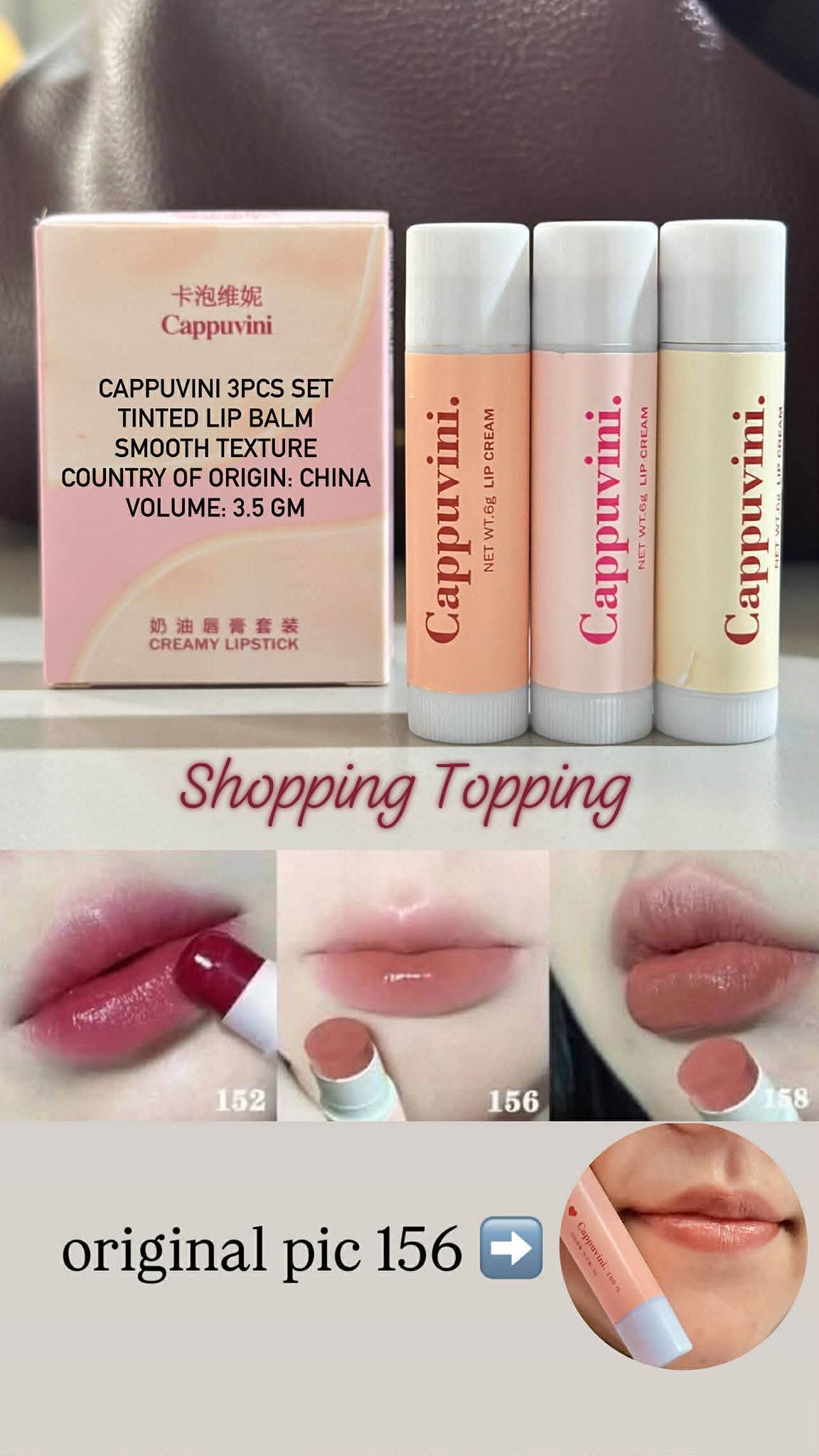 CAPPUVINI 3pcs Set Tinted Lip Balm_img_1