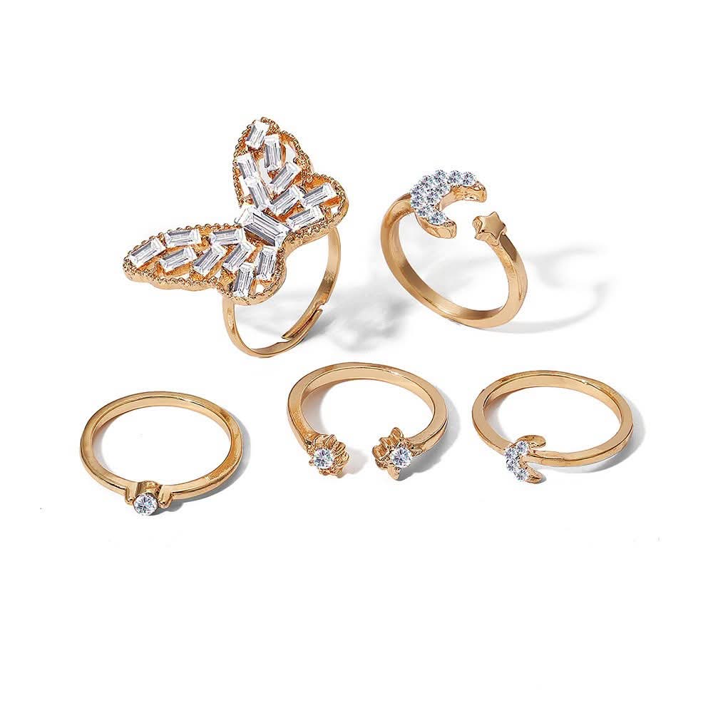 5 pcs Bufferfly ring set