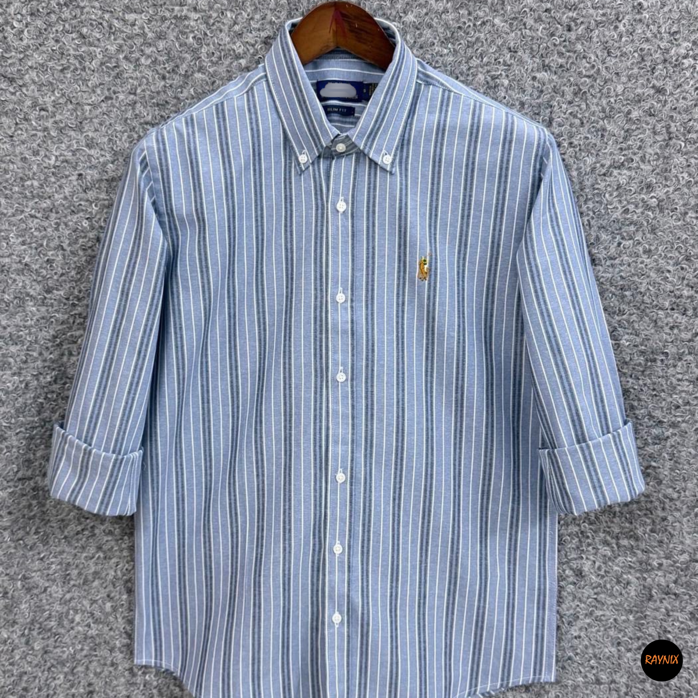 Ralph Lauren polo Slim Fit Steel Blue Multi-Stripe Oxford Shirt