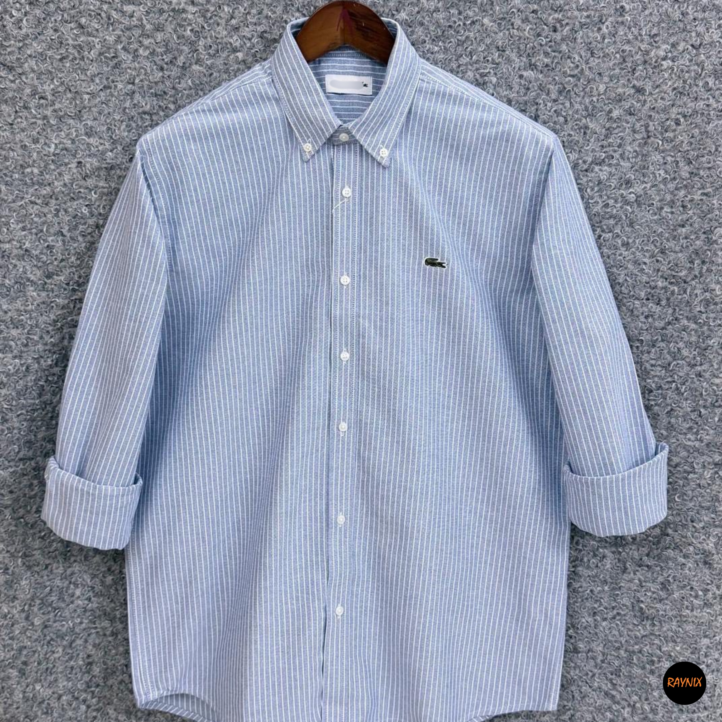 Lacoste Regular Fit Light Blue Striped Oxford Shirt