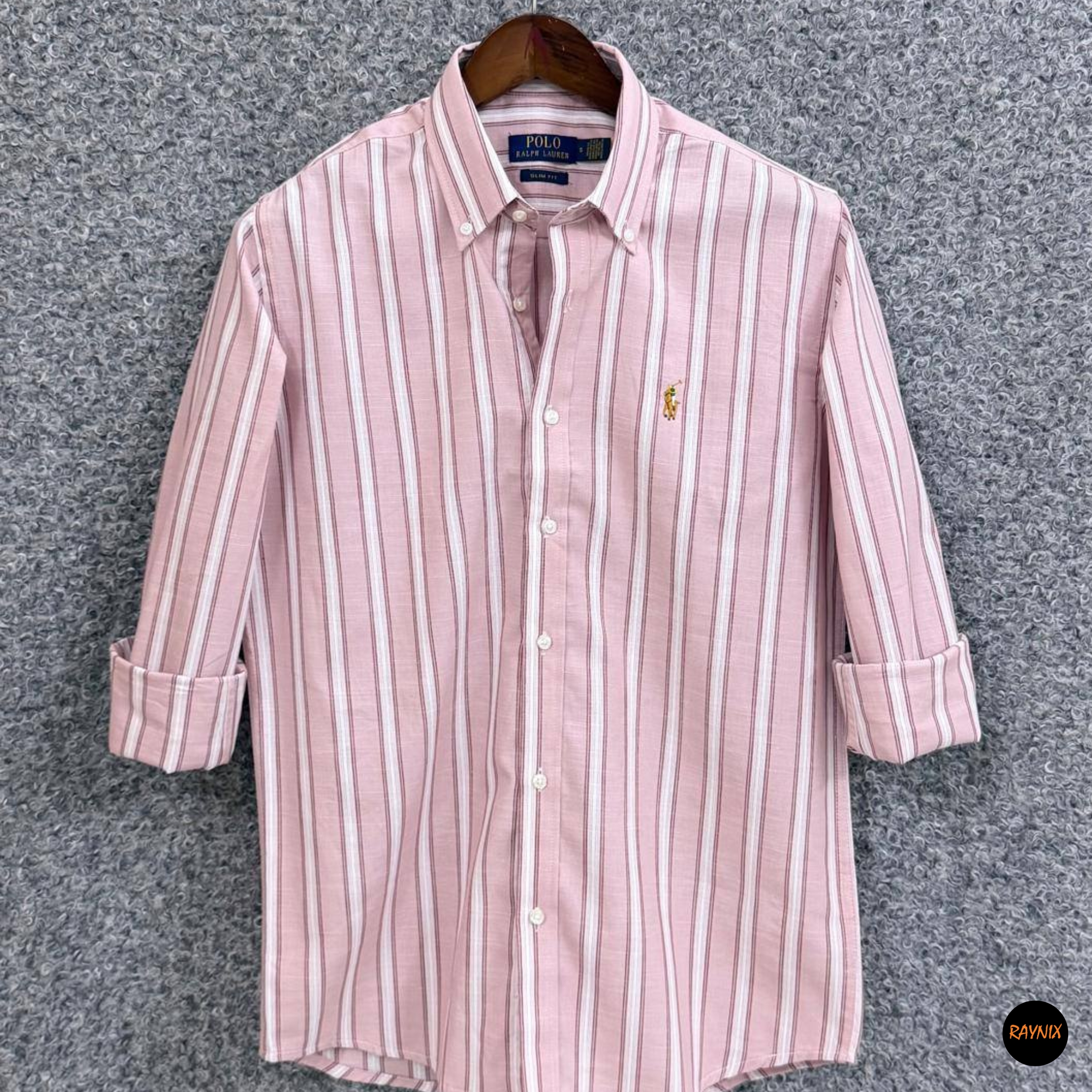 Ralph Lauren polo Slim Fit Light Pink Multi-Stripe Cotton Shirt