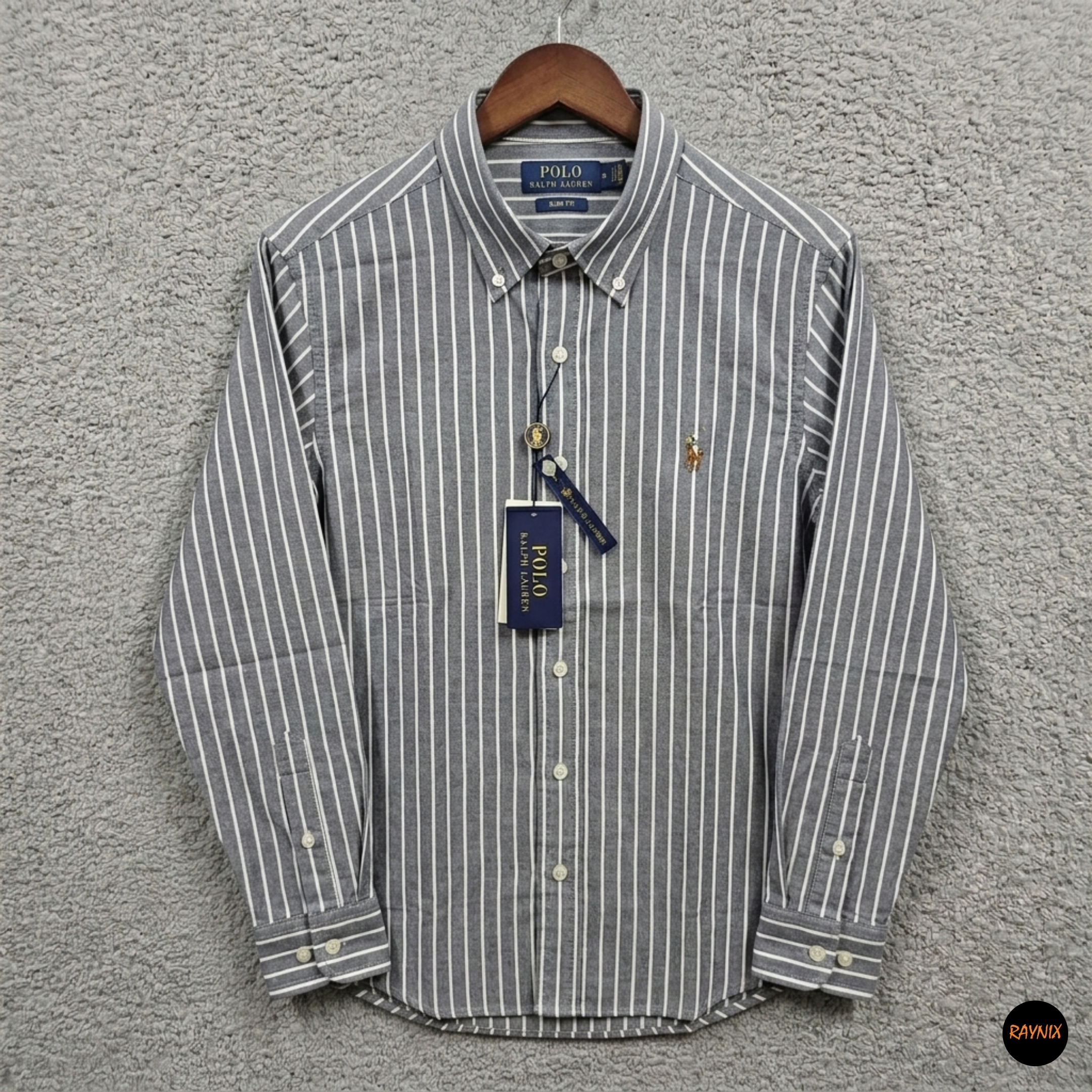 Ralph Lauren polo Slim Fit Steel Grey Striped Oxford Shirt