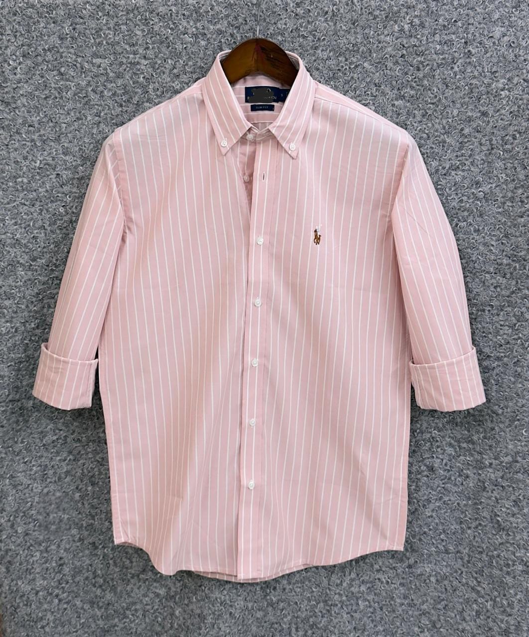 Ralph Lauren polo Slim Fit Pink Striped Cotton Shirt
