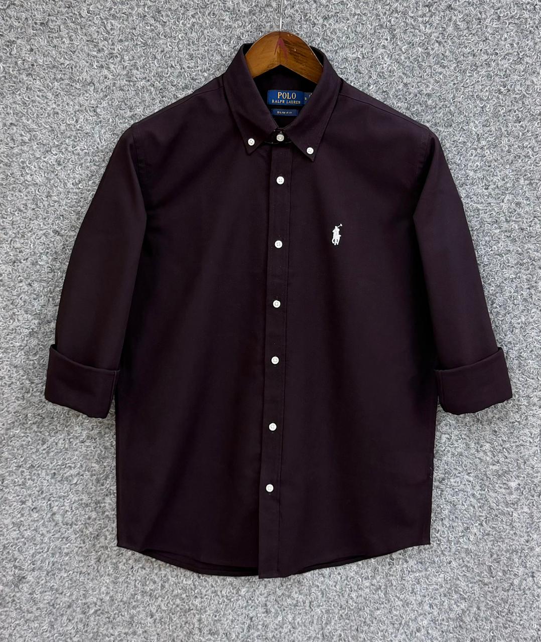 Polo Ralph Lauren Slim Fit Dark Maroon Oxford Shirt
