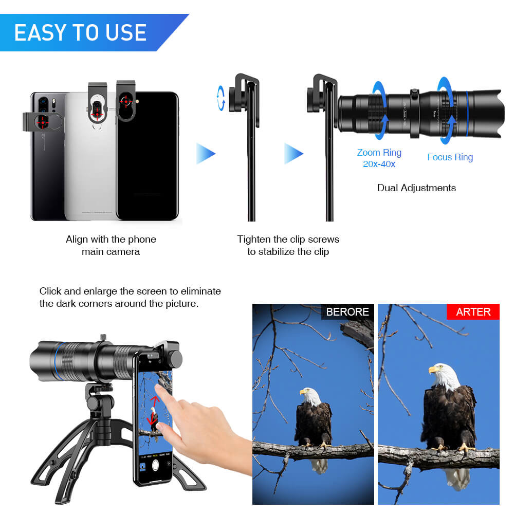 Apexel HD 20-40X Zoom Lens with Tripod Telephoto Mobile Phone Lens_img_7