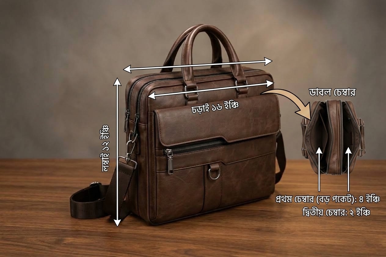 premium artificial leather bag 16"/12"/6" Choklate colour Double Chember....(Code 611) ঢাকা সিটিতে ৭০, বাইরে ১৩০ টাকা কুরিয়ার চার্জ প্রযোজ্য