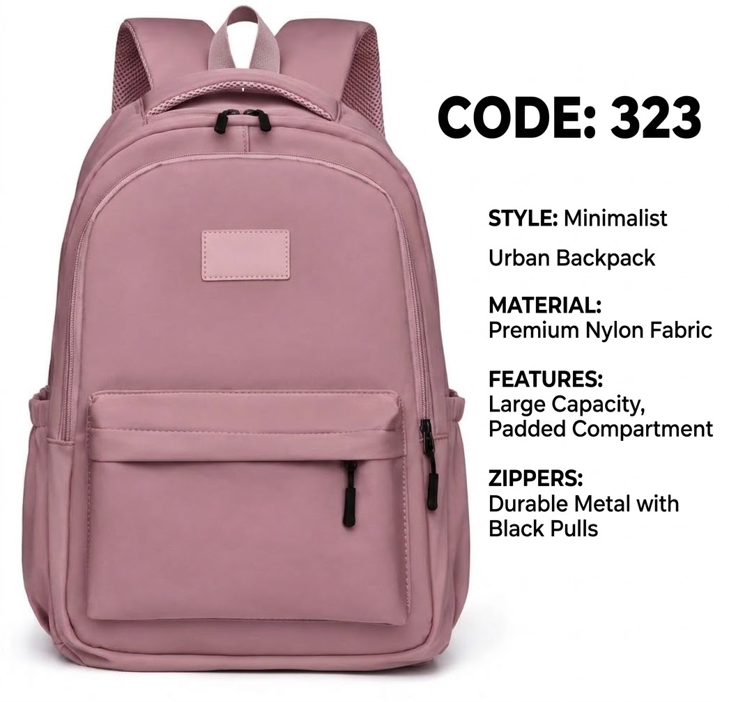 Stylish backpack (Pink).. (Code 323).. ঢাকা সিটিতে ৭০, বাইরে ১৩০ টাকা কুরিয়ার চার্জ প্রযোজ্য