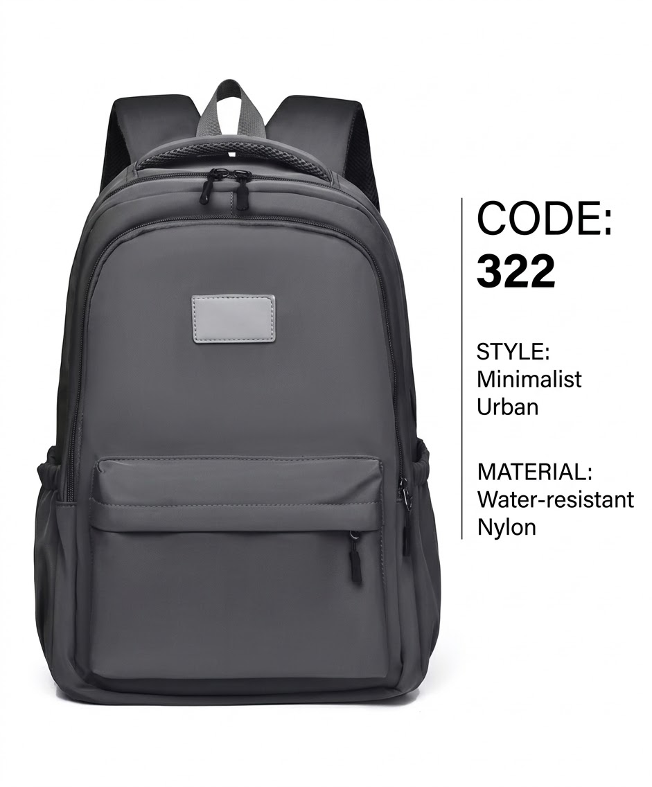 Stylish backpack (Ash).. (Code 322).. ঢাকা সিটিতে ৭০, বাইরে ১৩০ টাকা কুরিয়ার চার্জ প্রযোজ্য