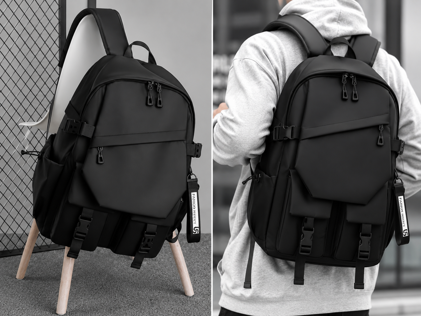 🎒 Stylish Waterproof Backpack black ....( code 51)..... ঢাকা সিটিতে ৭০, বাইরে ১৩০ টাকা কুরিয়ার চার্জ প্রযোজ্য_img_1